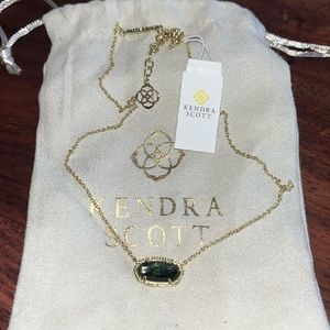 Kendra Scott Gold Necklace with Sage Mica stone